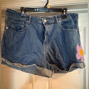Wild Fable Blue Jean Shorts with Pink Flower